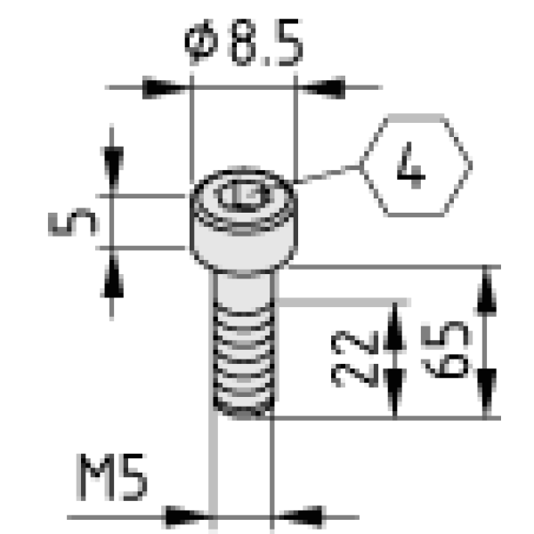 Zylinderschraube DIN 912 M5x65, verzinkt