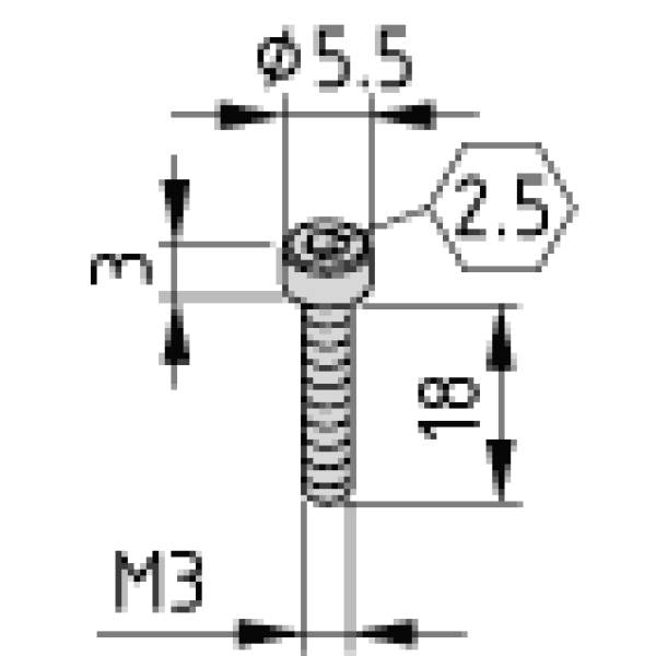 Zylinderschraube DIN 912 M3x18, verzinkt