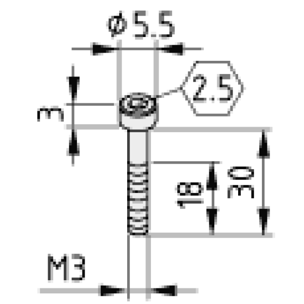 Zylinderschraube DIN 912 M3x30, verzinkt