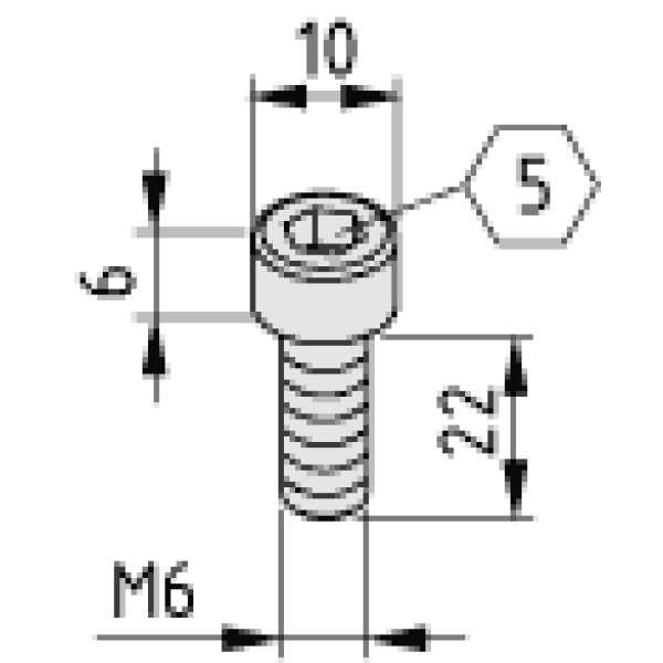 Zylinderschraube DIN 912 M6x22, verzinkt