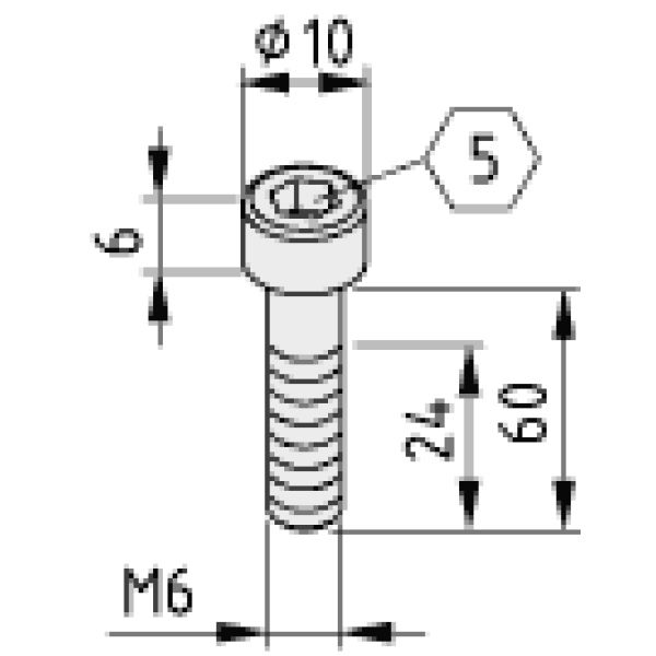 Zylinderschraube DIN 912 M6x60, verzinkt