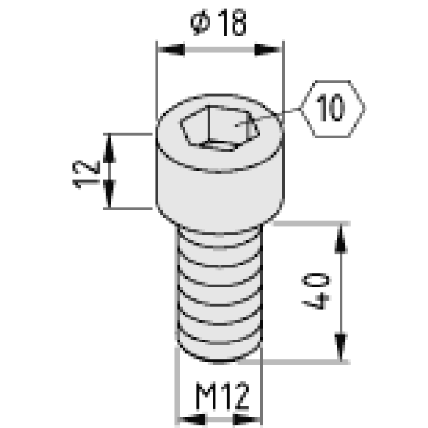Zylinderschraube DIN 912 M12x40, verzinkt