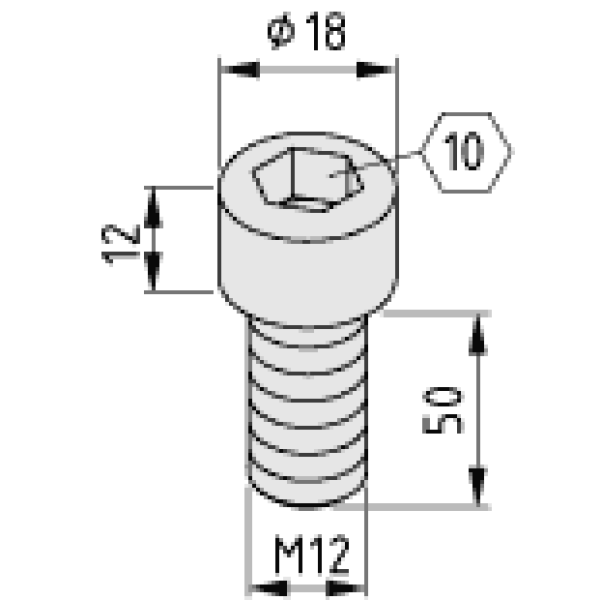 Zylinderschraube DIN 912 M12x50, verzinkt
