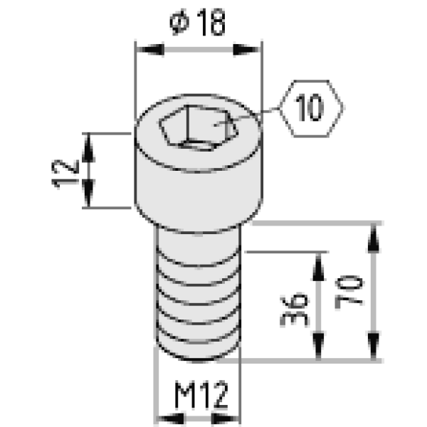 Zylinderschraube DIN 912 M12x70, verzinkt