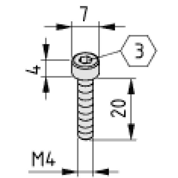 Zylinderschraube DIN 912 M4x20, verzinkt
