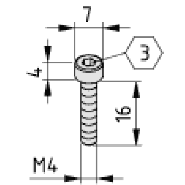 Zylinderschraube DIN 912 M4x16, verzinkt