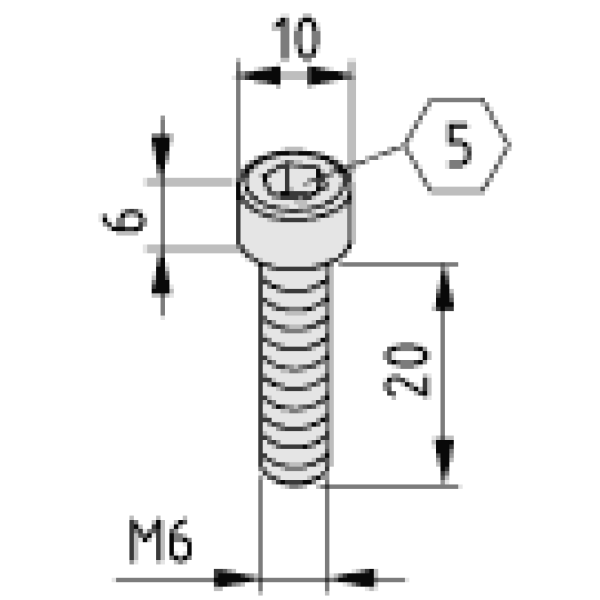 Zylinderschraube DIN 912 M6x20, verzinkt