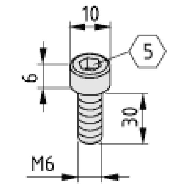 Zylinderschraube DIN 912 M6x30, verzinkt