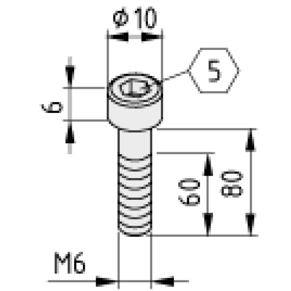 Zylinderschraube DIN 912 M6x80, verzinkt