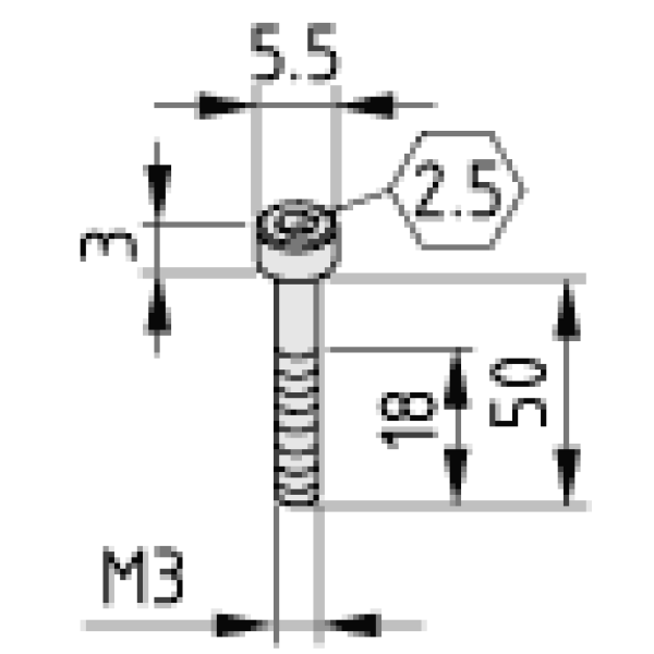 Zylinderschraube DIN 912 M3x50, schwarz