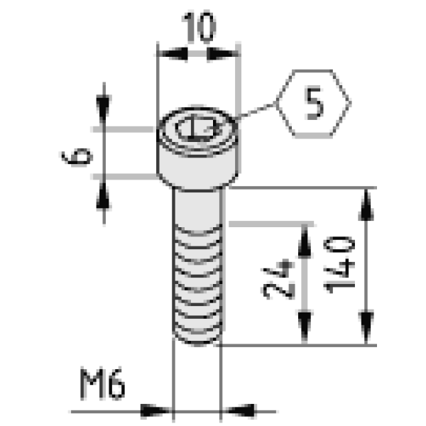 Zylinderschraube DIN 912 M6x140, verzinkt