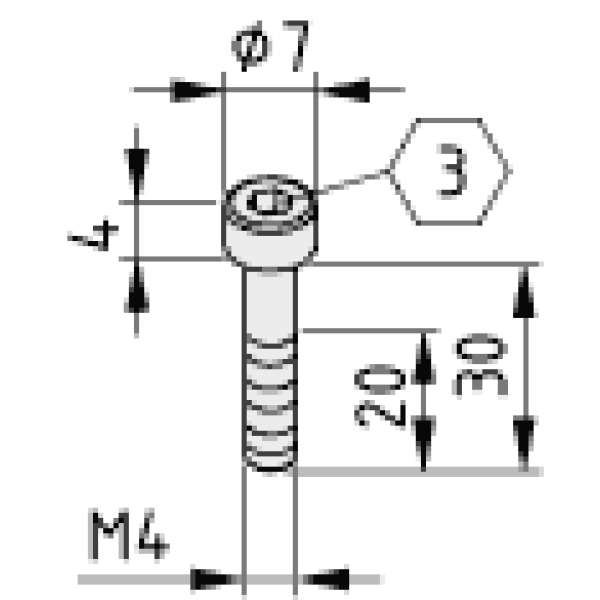 Zylinderschraube DIN 912 M4x30, verzinkt