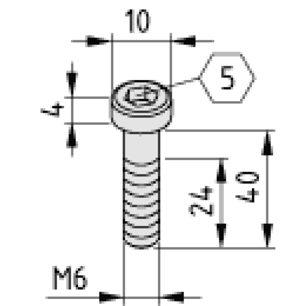 Zylinderschraube DIN 6912 M6x40, verzinkt
