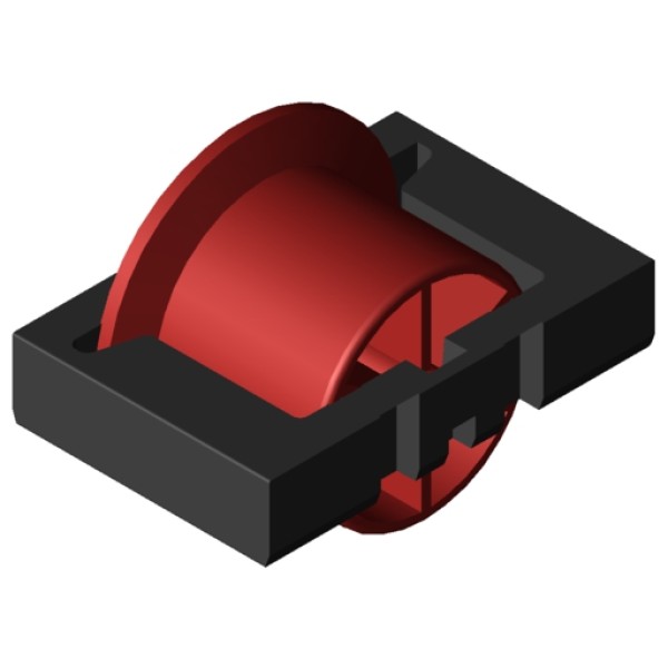 Castor Insert D30 with Flanged Wheel, signal red similar to RAL 3001