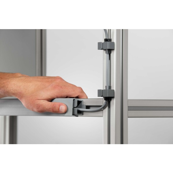 Universal-Halter 8 K, Deckelprofil 40x20, grau ähnlich RAL 7042