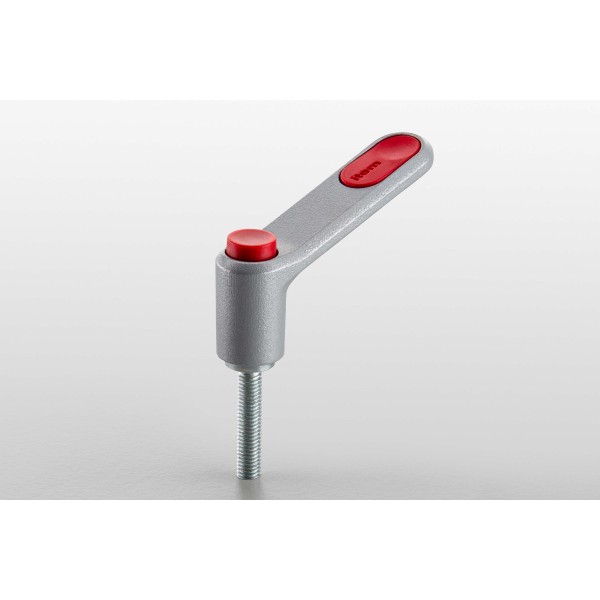 Clamp Lever Pi 60 M8x40, white aluminium, similar to RAL 9006