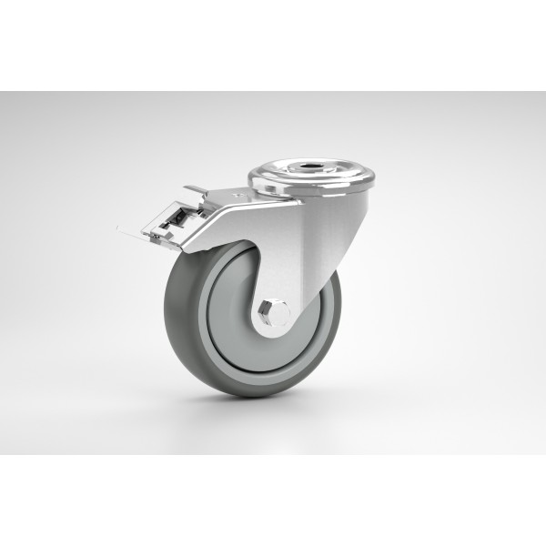 Castor D100 swivel with double-brake, heavy-duty