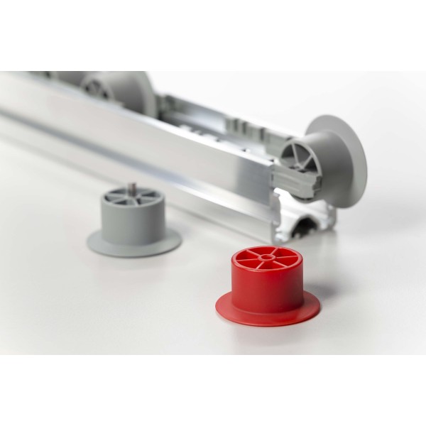 Castor D30-23 with Flanged Wheel, signal red similar to RAL 3001