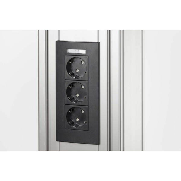 Face Plate M45 3 Gang with Labelling Panel, black grey, similar to RAL 7021