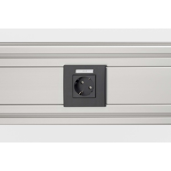 Face Plate M45 1 Gang with Labelling Panel, Horizontal, black grey, similar to RAL 7021