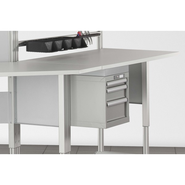 Schubladenschrank S3 H383, grau ähnlich RAL 7042