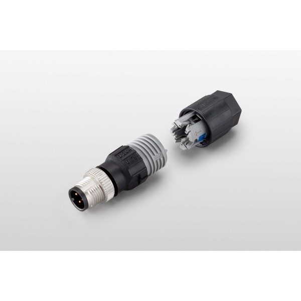 Anschlussstecker M12 4P Stecker A-kodiert, schwarz