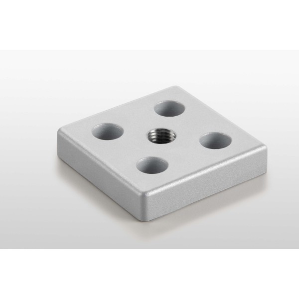 Base Plate 8 80x80, M16, white aluminium, similar to RAL 9006